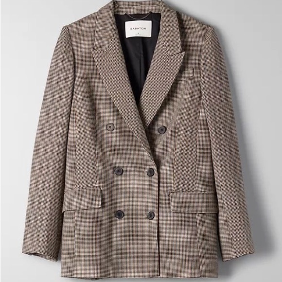 Aritzia Babaton Samuel Plaid Houndstooth Wool Blazer - Picture 2 of 5